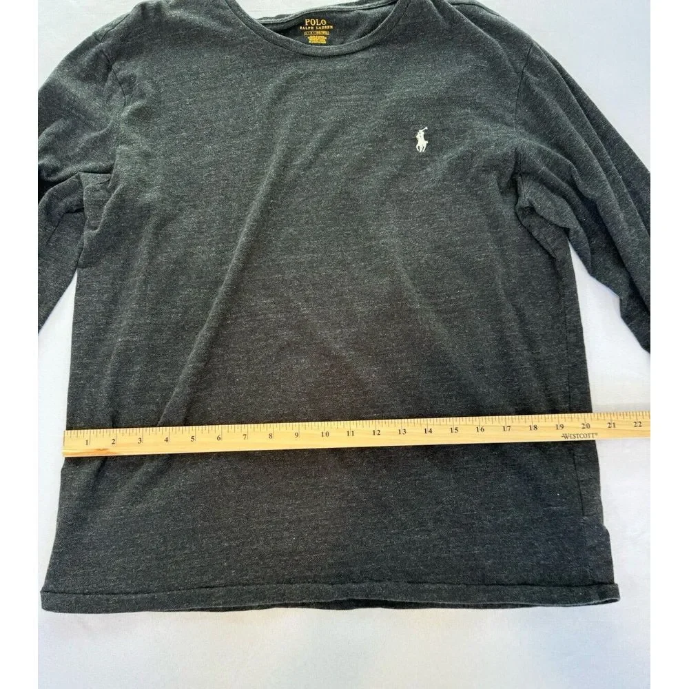 Polo Ralph Lauren Men's‎ Large Heathered Gray Long Sleeve T-Shirt  Pony Logo
